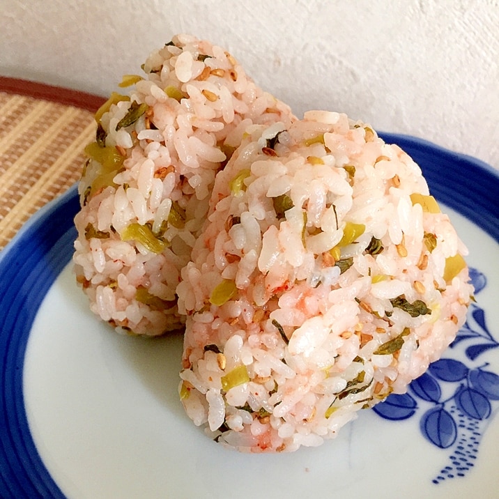 ごま油が決め手！明太高菜おにぎり♪